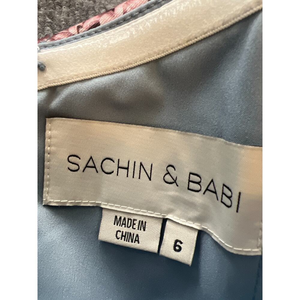 $900 Sachin And Babi Ice Blue Garden Strapless Floral Envelope Brielle Gown 6 - Picture 10 of 12